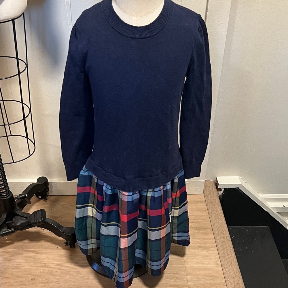 GAP Kids Navy Sweater with Plaid Skirt Dress
